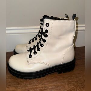 Classic White Lace-Up Combat Boots